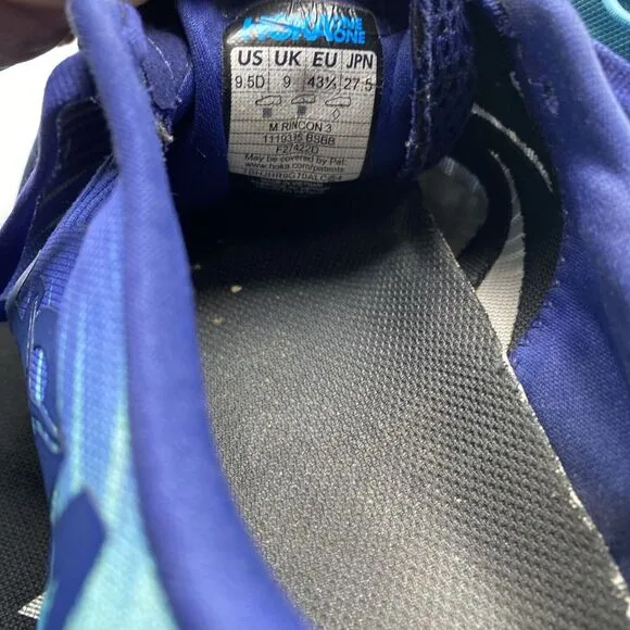 Hoka One One Rincon 3 Men Size 9.5 Blue Athletic Running Shoes 3796 Road Trail