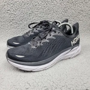 Hoka One One Sneakers Mens 10D Clifton 8 1119393 Black Running Gym Shoes READ!