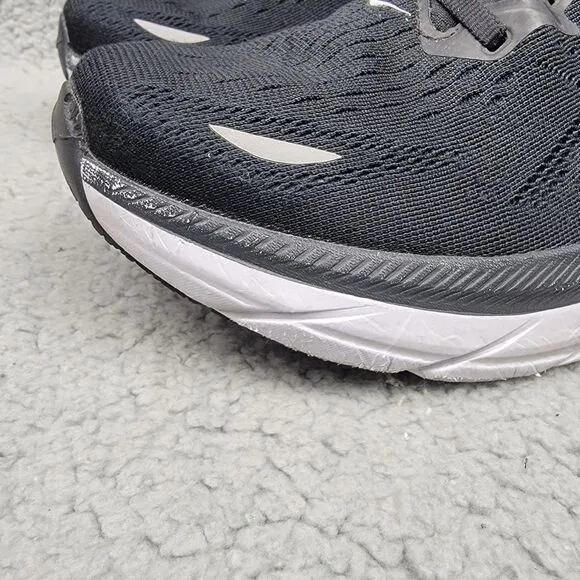 Hoka One One Sneakers Mens 10D Clifton 8 1119393 Black Running Gym Shoes READ!