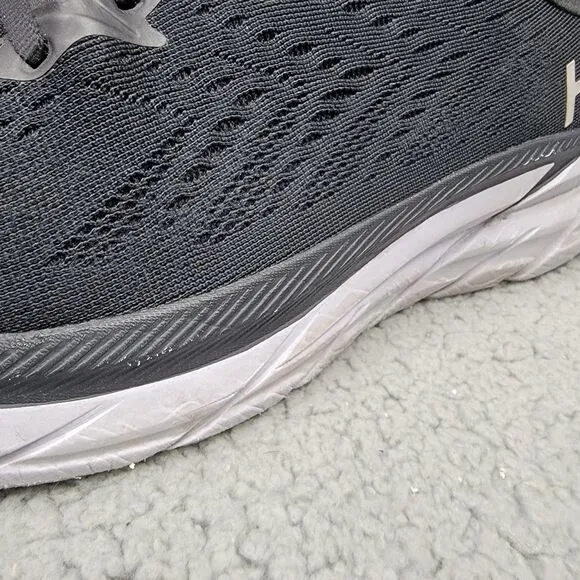 Hoka One One Sneakers Mens 10D Clifton 8 1119393 Black Running Gym Shoes READ!