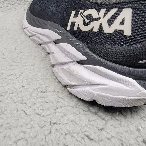Hoka One One Sneakers Mens 10D Clifton 8 1119393 Black Running Gym Shoes READ!