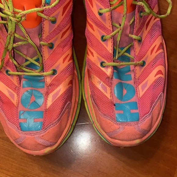 Hoka One One Speedgoat Trail Running Sneaker Shoe - Womens size 10.5 Neon Coral