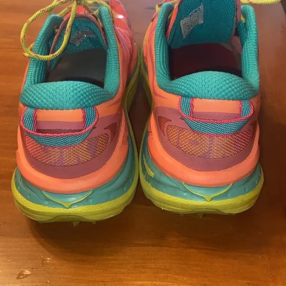 Hoka One One Speedgoat Trail Running Sneaker Shoe - Womens size 10.5 Neon Coral