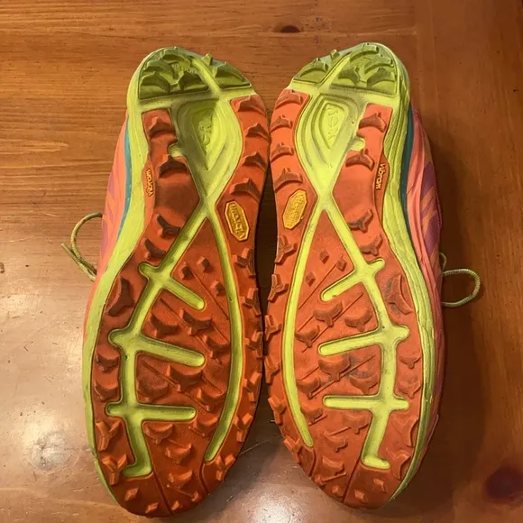 Hoka One One Speedgoat Trail Running Sneaker Shoe - Womens size 10.5 Neon Coral