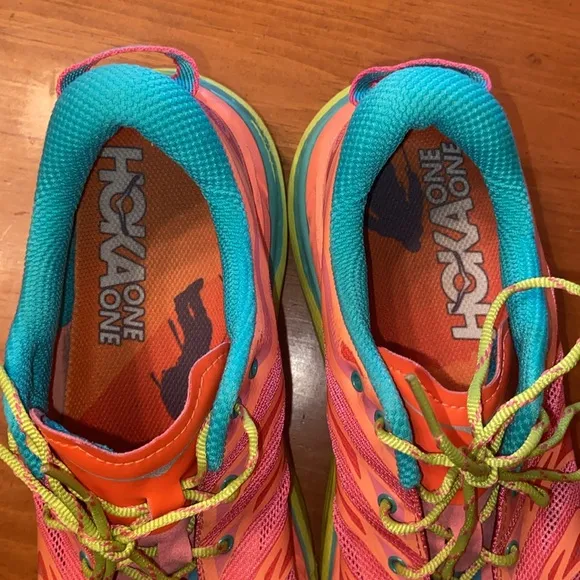 Hoka One One Speedgoat Trail Running Sneaker Shoe - Womens size 10.5 Neon Coral