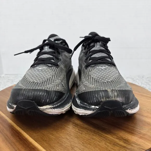 Hoka One One Youth Clifton 9 Black White Athletic Daily Gym Running Shoes Kids 6