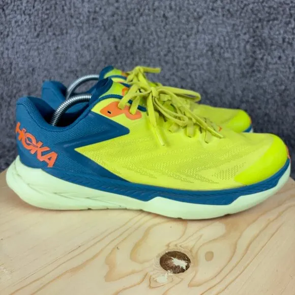 Hoka One One Zinal Running Shoes Mens Size 10 Yellow Blue Coral Trail Sneakers