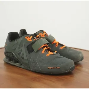 Inov8 Mens FastLift 335 Gym Shoes Weightlifting Lace Up Green Orange Size 9.5