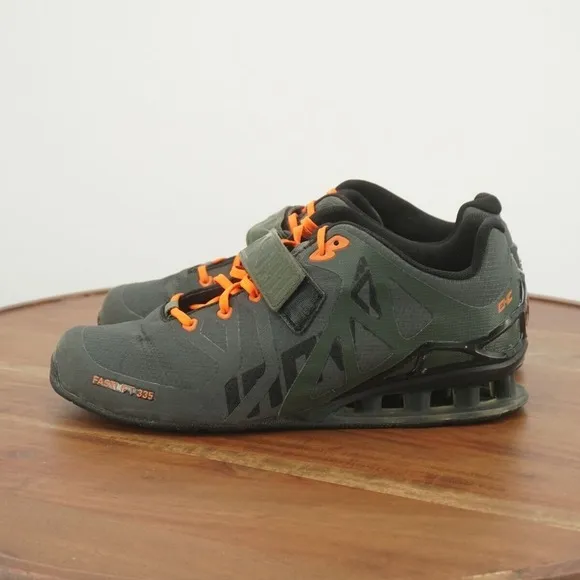 Inov8 Mens FastLift 335 Gym Shoes Weightlifting Lace Up Green Orange Size 9.5