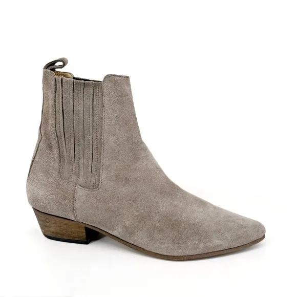 IVYLEE | Bailey Suede Western Chelsea Ankle Boots in Taupe | 9