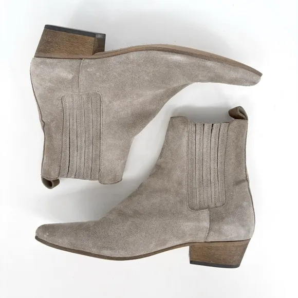 IVYLEE | Bailey Suede Western Chelsea Ankle Boots in Taupe | 9