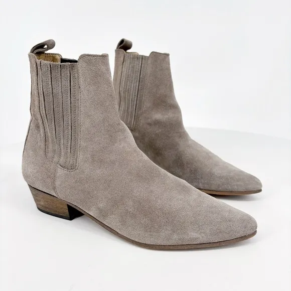 IVYLEE | Bailey Suede Western Chelsea Ankle Boots in Taupe | 9