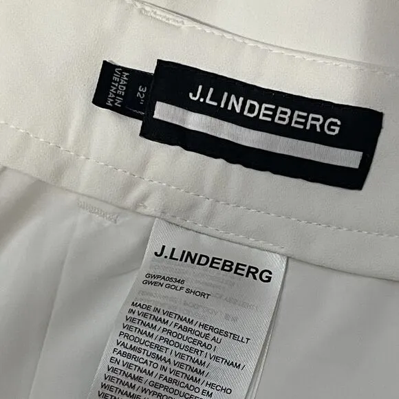 J. LINDEBERG Gwen Golf Shorts Size 32 White NEW Active Performance Casual Sporty