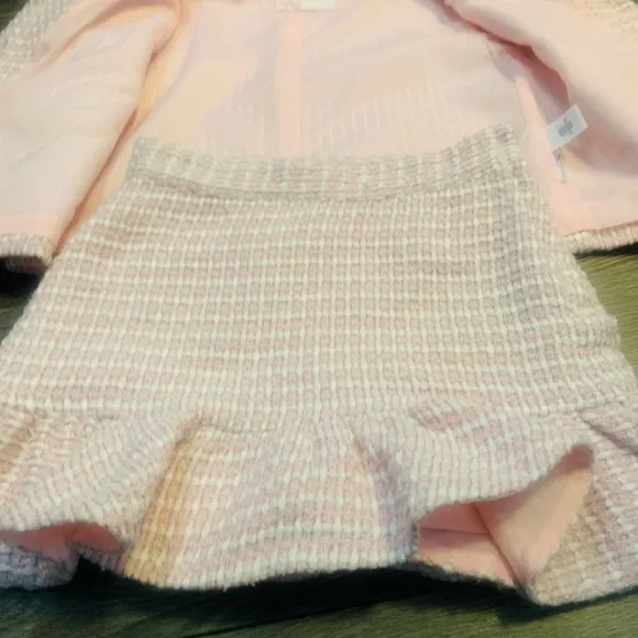 Janie and Jack pink boucle outfit