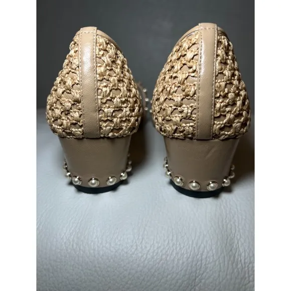 Jimmy Choo Dellena 100 Ballet‎ Pink Nappa w Pearl Studs Flats Shoes Size 40 US 9