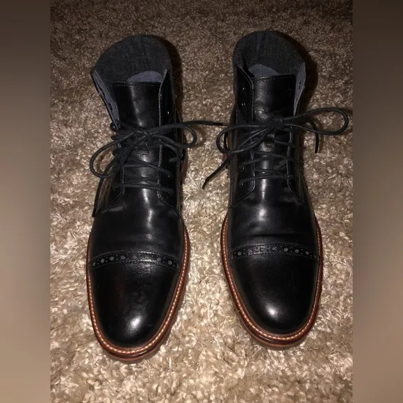 Johnston &amp; Murphy 1850s J&amp;M Karen’s Cap Black Boots In VGUC Size 10.5
