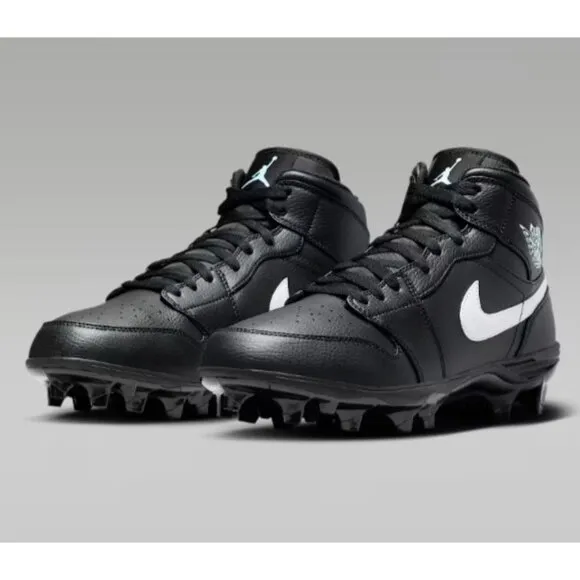 JORDAN 1 MID TD FOOTBALL MEN'S SIZE 10 BLACK NEW