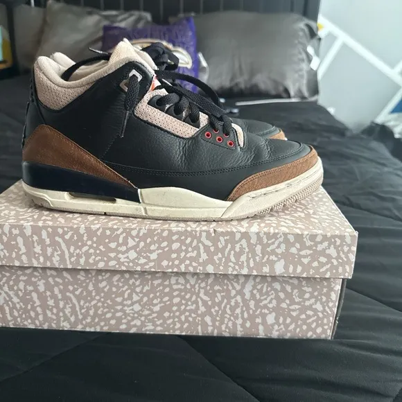 Jordan Black and Brown Athletic Shoes with Signature Air Cushioning