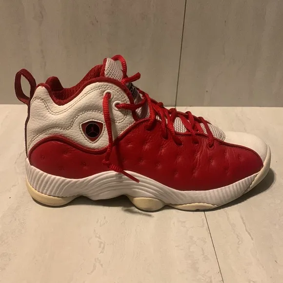Jordan Jumpman Team 2 Gym Men's Red White Leather Athletic Shoes Size 8