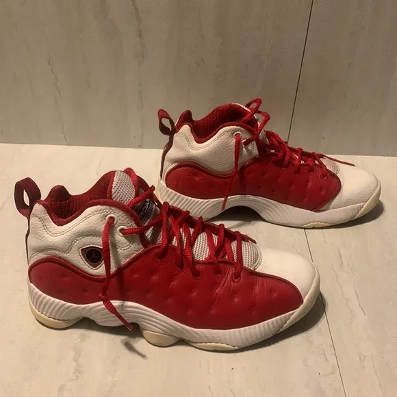 Jordan Jumpman Team 2 Gym Men's Red White Leather Athletic Shoes Size 8