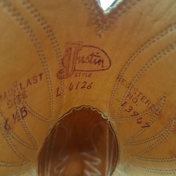 Justin Women's Shoes #L4126 Heeled Western Boots Size 6.5B Cognac Brown Cowgirl