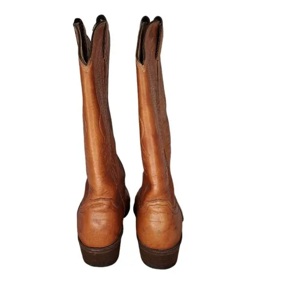 Justin Women's Shoes #L4126 Heeled Western Boots Size 6.5B Cognac Brown Cowgirl