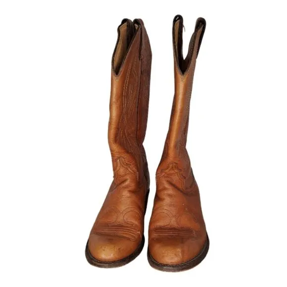 Justin Women's Shoes #L4126 Heeled Western Boots Size 6.5B Cognac Brown Cowgirl