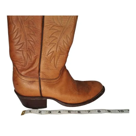 Justin Women's Shoes #L4126 Heeled Western Boots Size 6.5B Cognac Brown Cowgirl