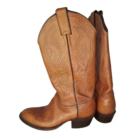 Justin Women's Shoes #L4126 Heeled Western Boots Size 6.5B Cognac Brown Cowgirl