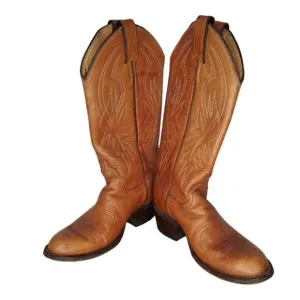 Justin Women's Shoes #L4126 Heeled Western Boots Size 6.5B Cognac Brown Cowgirl