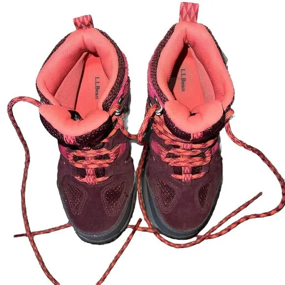 Kids LL BEAN TRAIL MODEL HIKERS Tek2.5 HIKING BOOTS SHOES  Black Cherry Size 13