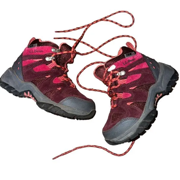 Kids LL BEAN TRAIL MODEL HIKERS Tek2.5 HIKING BOOTS SHOES  Black Cherry Size 13