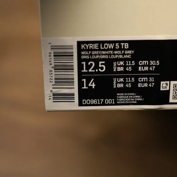 Kyrie Low 5 'Wolf Grey' DO9617-001 Men's 12.5