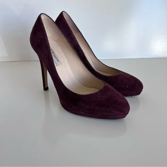 L.K. Bennett Sledge Oxblood Suede High Heeled Court Shoes