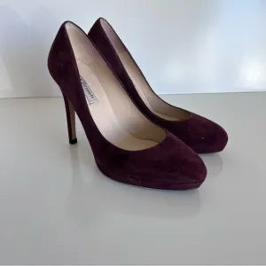 L.K. Bennett Sledge Oxblood Suede High Heeled Court Shoes