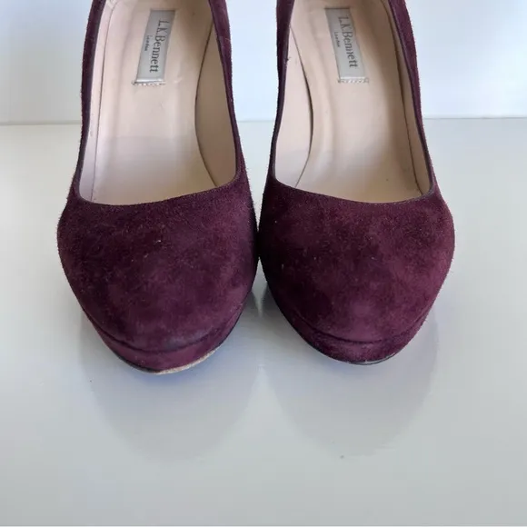 L.K. Bennett Sledge Oxblood Suede High Heeled Court Shoes
