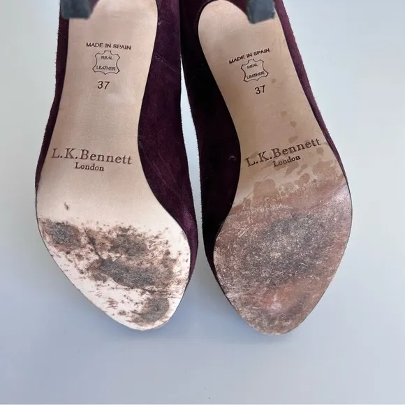 L.K. Bennett Sledge Oxblood Suede High Heeled Court Shoes