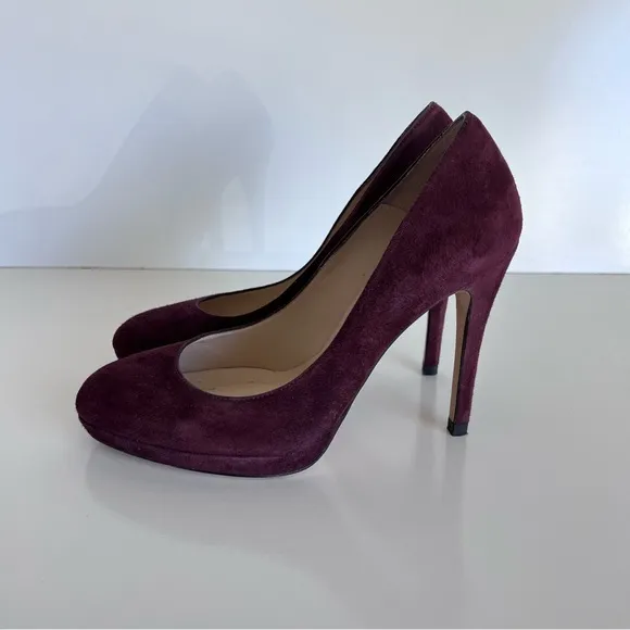 L.K. Bennett Sledge Oxblood Suede High Heeled Court Shoes