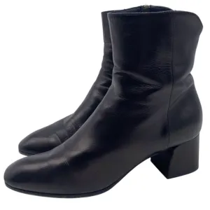 M Gemi Womens Shoes Leather Boots Sz 8.5 Black Heeled Ankle Designer Italy Sleek