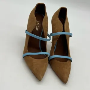 MALONE SOULIERS Women’s Sz 37 US 6.5 Brown Blue Suede Court Pump Heel Shoes