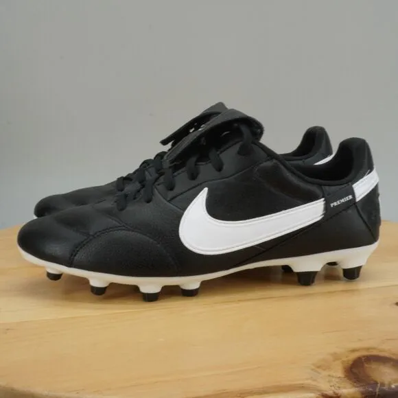 Mens 7 / Womens 8.5 - Nike Premier III 3 FG Leather Soccer Cleats Black White