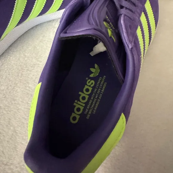 Mens adidas Gazelle Messi Soccer IH8164 Shoes Purple / Lucid Lemon / White SZ 8
