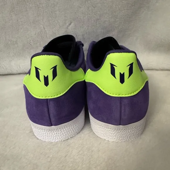 Mens adidas Gazelle Messi Soccer IH8164 Shoes Purple / Lucid Lemon / White SZ 8