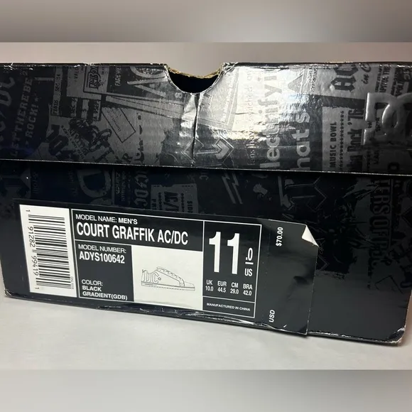 Men’s DC Shoes Court Graffik AC/DC Size 11 NEW WITH BOX