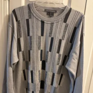 Men's Grey Saks Fifth Avenue Geometric Pattern L/S Sweater Size L