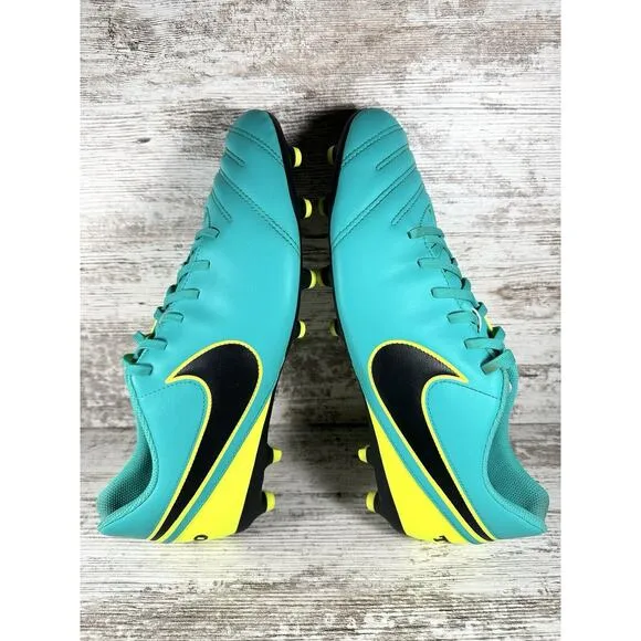Men's Nike Tiempo Rio III FG Teal/Yellow Soccer Cleats Sz 12.5 Athletic