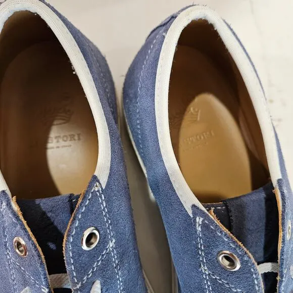 Men's Pastori Blue Suede Slip Ons, Size 8 1/2