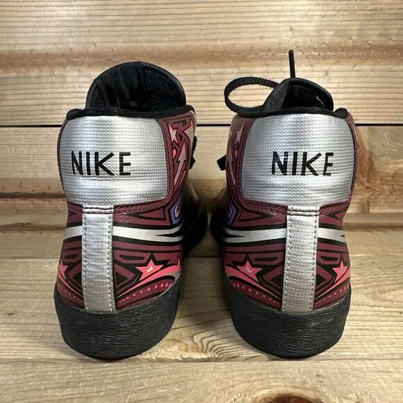 Mens Size 9 Nike Blazer High Cherrywood Illustrated Multi-Color Shoes 315877-003