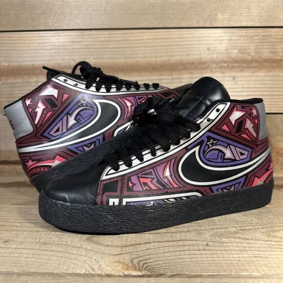 Mens Size 9 Nike Blazer High Cherrywood Illustrated Multi-Color Shoes 315877-003