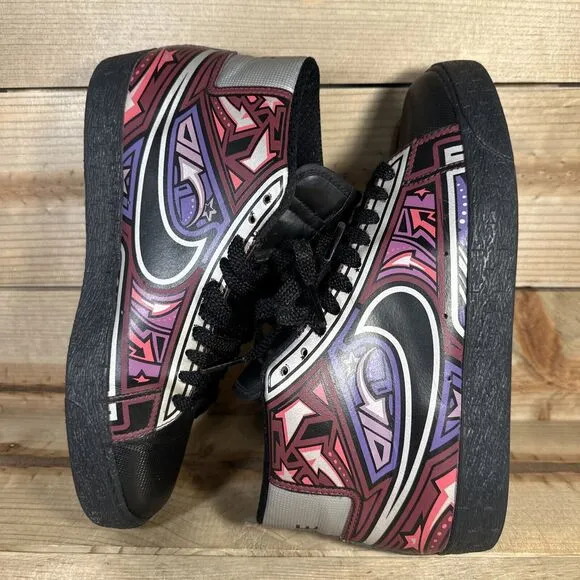 Mens Size 9 Nike Blazer High Cherrywood Illustrated Multi-Color Shoes 315877-003